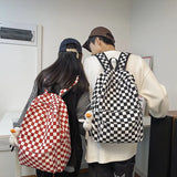 Lkblock Solid Color Schoolbag Backpack Boys Girls Junior High School Students Plaid Student Schoolbag New Japanese Backpack