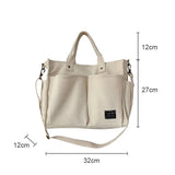 Lkblock Fashion Shopping Bag High Quality Handbags Cotton Canvas Tote Shoulder Messenger Bags With Outside Pockets