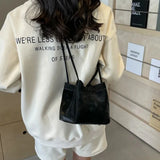 Lkblock Light Luxury PU Magnetic Buckle Bucket Bag 2024 Hot Selling Youth  Women's Bag Fashionable Simple Shoulder Bag Bolsas Femininas