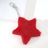 Lkblock New Star Plush Pendant Keychains for Women Girls Pentagram Key Chains Rings Hairball Bag Keyring Holder Charm Jewelry Accessory