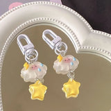 Lkblock Cute Mood Cloud Star Keychain Girls Cartoon Kawaii Key Chain for Women Couple Children Bag Charms Kpop Jewelry Key Accessories