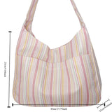 Lkblock Sweet Dopamine Rainbow Stripe Shoulder Bag Fashionable High Beauty Girl Tote Bag Leisure Commuting Class Underarm Bag