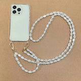 Lkblock DIY Luxury Pearl Chain Crossbody Strap Shockproof Acrylic Lanyard Phone Case for iPhone 14 13 12 PRO 15 Pro Max X XS 12 MINI