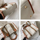 Lkblock 2Sizes Big/Small Capacity Canvas Bags Women Handbags Black/Brown Patchwork Design Large Tote Simple Style Female Crossbody Bags