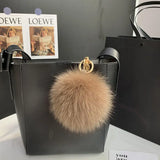 Lkblock Fluffy Real Fox Fur Ball Poms Keychain For Women Luxury Pompom Keyring Accessories Bag Decoration Emo Trinket Jewelry Gifts