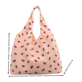 Lkblock Corduroy Tote Bag New Women's Casual Shoulder Handbag Strawberry Pattern Large Capacity Open Shoulder Bag