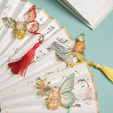 Lkblock Exquisite Butterfly Metal Bookmarks Fashion Flower Insect Shape Book Mark With Tassel School Office Supplies Student Stationery