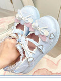 Lkblock Summer Lolita Sweet Sandals Women Japanese Bow Kawaii Chic Mary Janes Shoes Female Preppy Style Lace-up Round Toe Shoes