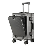 Lkblock 20/22/24/26/28'' Rolling Luggage Laptop Front Open Pocket Case Aluminum Frame Travel Trolley Suitcase Cabin Carry on Luggage Bag