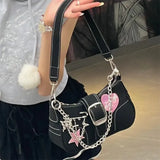 Lkblock Y2K Cross Decor Underarm Bag: Stylish Chain Shoulder Bag for Modern Women, Fashionable Pink Handbags and Purses