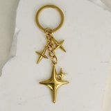 Lkblock Y2K Gold Plated Keychains Star Stainless Steel Key Rings For Women Men Friendship Gift Handbag Bag Decoration Handmade Jewelry