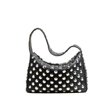 Lkblock European And American Fashion Motorcycle Style Metal Rivet Handbag Trendy New Personalized And Fashion Shoulder Bag For Women