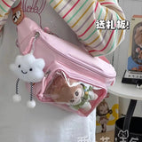 Lkblock Kawaii Japanese Y2K Chest Bag Women Lolita Cute Crossbody Bag Girls Transparent Itabag Purses and Handbags Waist Ita Bag