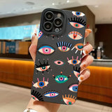 Lkblock Colorful Eyes Pattern Soft Phone Case for iPhone 16 15 14 12 11 13 Pro Max 14Plus 12 13 Mini 7 8 Plus X XS Max XR SE2 Back Cover