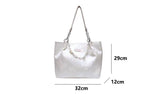 Lkblock White Shoulder Bag for Women Bow Elegant Large Capacity Tote Bag Aesthetic Simple Casual Exquisite Fashion Ladies Handbag