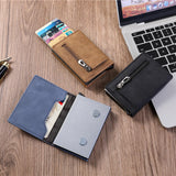 Lkblock New PU Leather Men Wallet Rfid Anti-magnetic Credit Cards Holder with Organizer Coin Pocket & Money Clips Purse