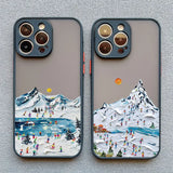 Lkblock Phone Case For iPhone 16 14 11 Pro Max Plus XS XR X 7 8 SE 2020 13 15 12 Pro Max Mini Shockproof Back Cover Skiing Case Fundas