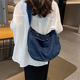 Lkblock Fashion Washed Denim Crossbody Bags For Women Large Capacity Casual Shoulder Tote Bag Student School Bag Female Travel Handbag