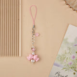 Lkblock Y2K Pink Bowknot Heart Beaded Keychain Sweet Cute Mobile Phone Lanyard Fresh All-match Bag Pendant Purse Hanging Decoration