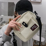 Lkblock Small Canvas Shoulder Bag Women Casual Canvas Mini Handbags Black/Beige/Purple/Yellow Crossbody Bags Harajuku Style Shoulder Bag