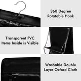 Lkblock Black Handbag Hanging Organizer With 6 Pockets Foldable Oxford Cloth Handbag Storage Bag For Family Closet Bedroom