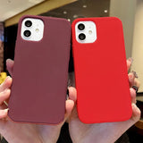 Lkblock Luxury Soft Phone Case for IPhone 11 12 14 13 Pro Max 13PRO 14PLUS 14promax Silicone Solid Color Matte Shockproof Cover Coque