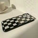 Lkblock Luxury Lattice Checkerboard Soft Phone Case For iPhone 15 14 13 12 11 Pro Max Mini X XR 7 8 Plus XS Shockproof Protective Cover