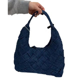 Lkblock Vintage Shoulder Bag for Women Denim Blue Messenger Bags Large Capacity woven ladies Tote Bag Purses and Handbags