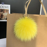 Lkblock Fluffy Real Fox Fur Ball Poms Keychain For Women Luxury Pompom Keyring Accessories Bag Decoration Emo Trinket Jewelry Gifts