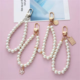 Lkblock Simulated Pearl Key Chain for Aorpods Bag Pendant Beaded Key Holder for Women Mobile Phone DIY Jewelry Accessories