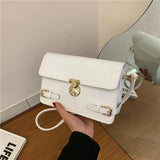 Lkblock PU Solid Color Single Shoulder Women's Bag Versatile Crossbody Bag Fashionable Retro Small Square Bag