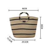 Lkblock Grass Woven Handheld Bag New Women Fashion Summer Seaside Beach Bag High Capacity Leisure Versatile Lady Multifinonal Woven Bags