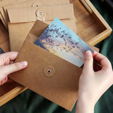 Lkblock 5/10pcs Vintage Kraft Paper Envelopes with Button String Tie Greeting Cards Postcards Letter Pads Cover Korean Stationery Office