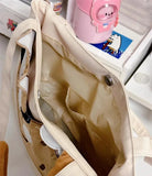 Lkblock Cute Cat Large Capacity Storage Bags Handbag Shoulder Bags Armpit Bag Kawaii Canvas Bag Women Bags Tote Bag HandBags