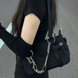 Lkblock New Gothic Moto Biker Dark Streetwear Women Underarm Shoulder Bag Korean Fashion Trendy Chain Ladies Handbag Bolso Mujer