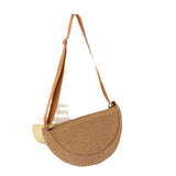 Lkblock Simple Paper Rope Women's Shoulder Bags Summer Fashion Straw Semicircle Crossbody Bag Casual Beach Woven Handbags Underarm Bag