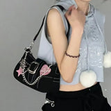 Lkblock Y2K Cross Decor Underarm Bag: Stylish Chain Shoulder Bag for Modern Women, Fashionable Pink Handbags and Purses