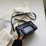 Lkblock Retro Bag Women's New Fashion Messenger Bags Design Chic Shoulder Bag All-Match Solid Small Square Bags