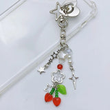 Lkblock Cherry Pendant Fashionable Strawberry Keys Holder Keychains Keyring Ornaments Backpack Pendant for Keys Bag