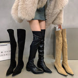 Lkblock Stretch Women Over The Knee High Boots Fashion Soft Leather Shoes Autumn Winter Thick Heel Ladies Long Booties