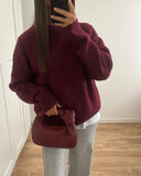 Lkblock Fashion Woman Burgundy Knitted Soft Pullover Casual Female O Neck Long Sleeve Sweater 2024 New Autumn Female Chic Warm Pullovers