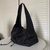 Lkblock Women Bag New Nylon Bucket Fashion Solid Zipper SOFT Shoulder Bag Purses And Handbags Luxury Designer Black Tote Bag