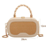 Lkblock Weave Chain Messenger Bag For Women  Fashion Design Square Bag Female Casual Chic Panelled Simple Shoulder Bag