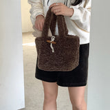Lkblock Cute Warm Plush Women Handbags Winter Lambswool Tote Bags for Women Small Soft Shoulder Bag Designer Shopper Purse Female Clutch