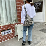 Lkblock Leopard Print Shoulder Bag Fashion Large Capacity Floral Small Bags Striped Rose Canvas Bag