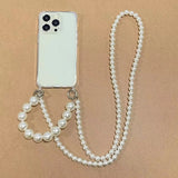 Lkblock DIY Luxury Pearl Chain Crossbody Strap Shockproof Acrylic Lanyard Phone Case for iPhone 14 13 12 PRO 15 Pro Max X XS 12 MINI