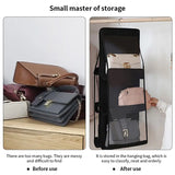 Lkblock Black Handbag Hanging Organizer With 6 Pockets Foldable Oxford Cloth Handbag Storage Bag For Family Closet Bedroom