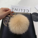 Lkblock Fluffy Real Fox Fur Ball Poms Keychain For Women Luxury Pompom Keyring Accessories Bag Decoration Emo Trinket Jewelry Gifts