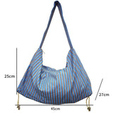 Lkblock New Lazy Pleated Shoulder Tote Bag with Large Capacity and Minimalist Striped Shoulder Bag Yoga Exercise Handbag