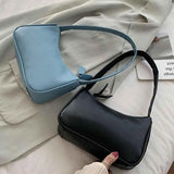 Lkblock Bag Women Retro Handbag PU Leather Shoulder Totes Underarm Vintage Top Handle Bag Female Small Subaxillary Bags Clutch